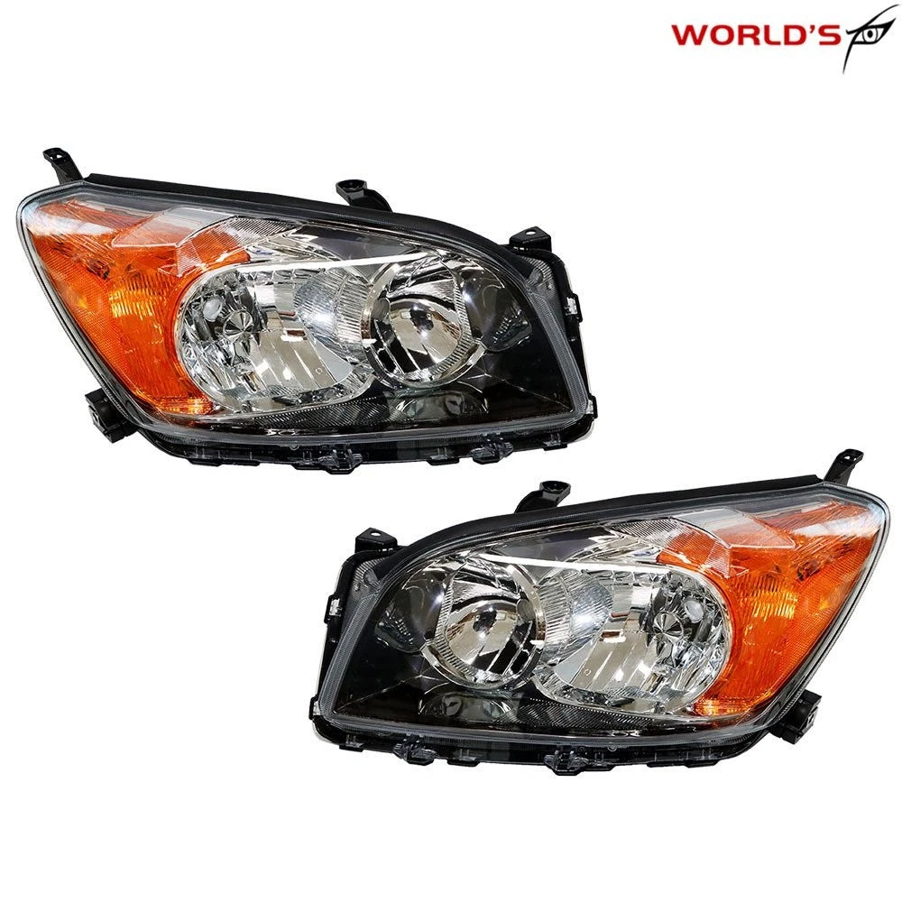 Set of 2 Headlight Lamps for Toyota Rav4 Sport (2009–2012) Black Housing