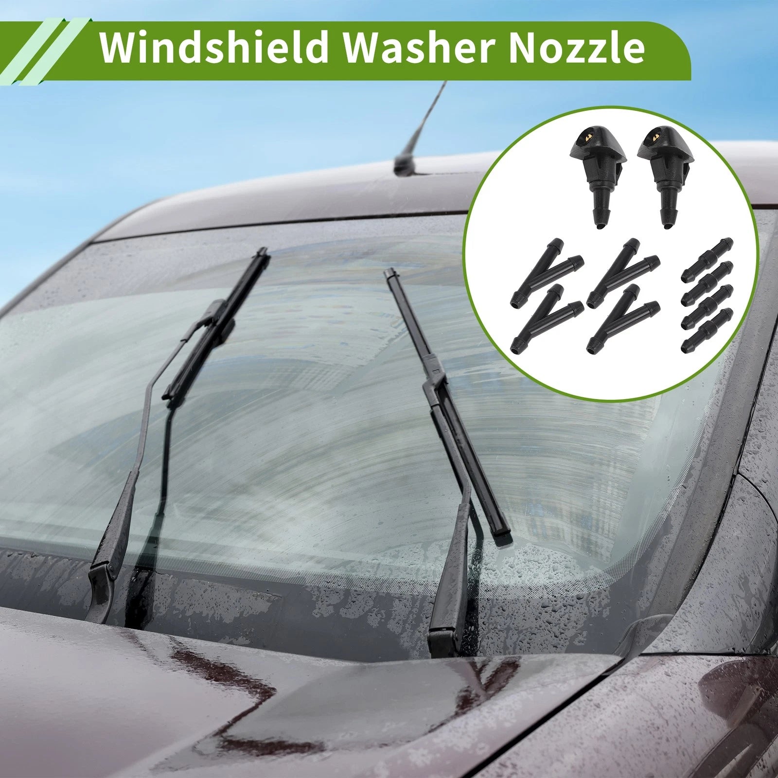 Windshield Washer Nozzle with Hose Connector for Honda 