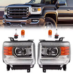 Projector Headlights Pair for GMC Sierra 1500 (2014–2015), 2500/3500HD (2015–2019)