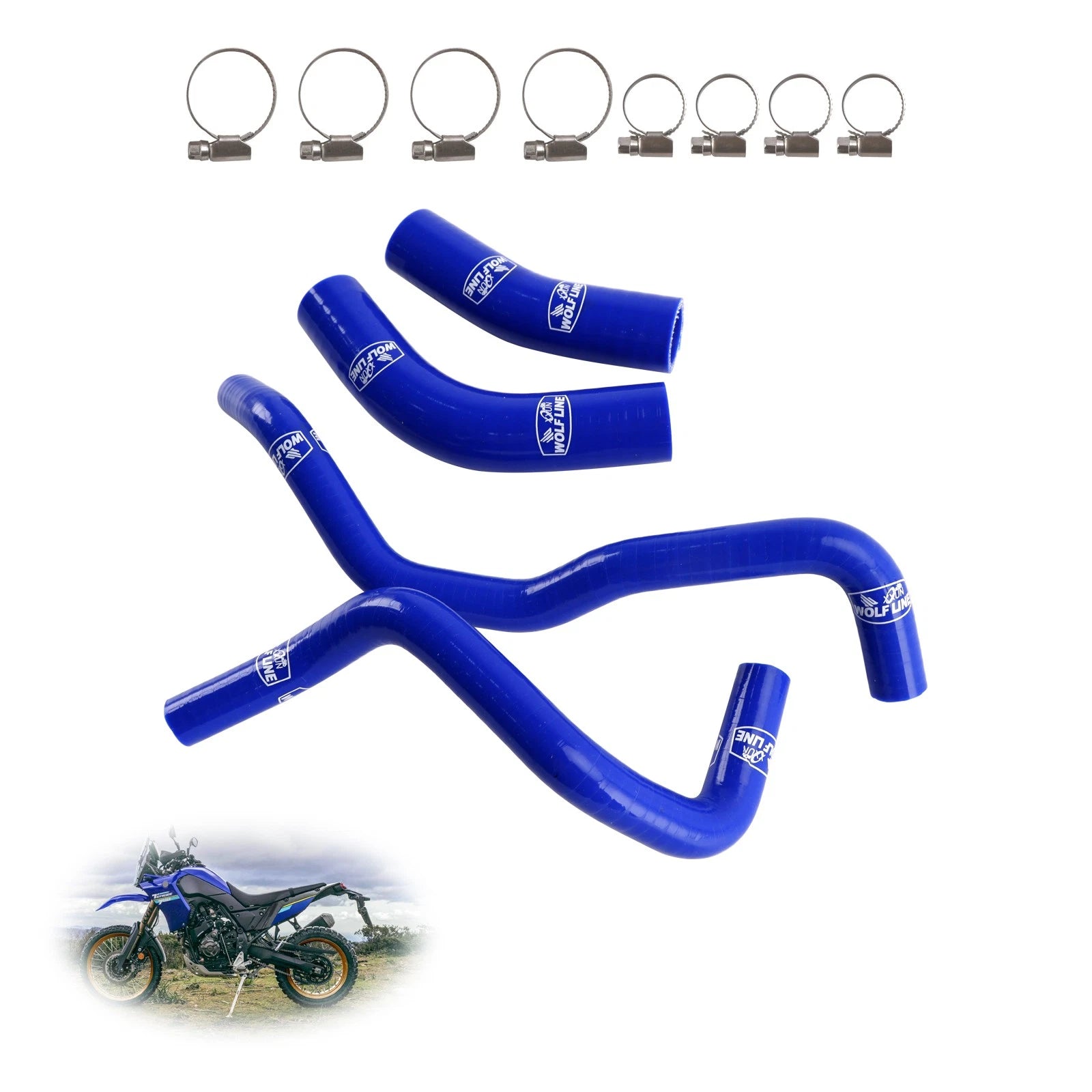 Silicone Radiator Coolant Hose Kit for Yamaha Tenere 700 (2019–2024) Blue