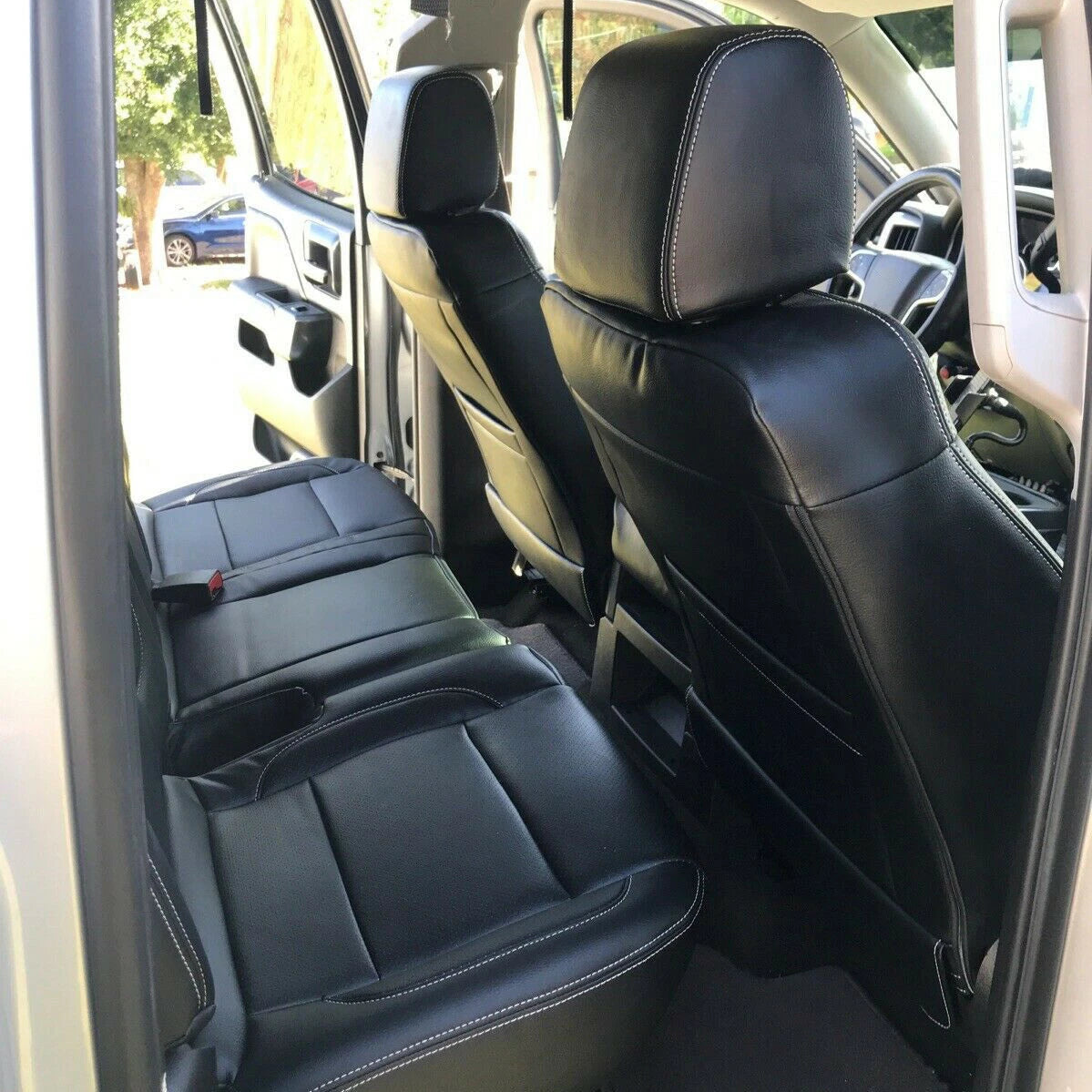 Set of 2 Black Complete Seat Covers for Chevrolet Silverado LT (2014–2018)