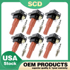 6X Red Ignition Coil & Spark Plug for Subaru Outback B9 Tribeca Legacy (2001–2009)
