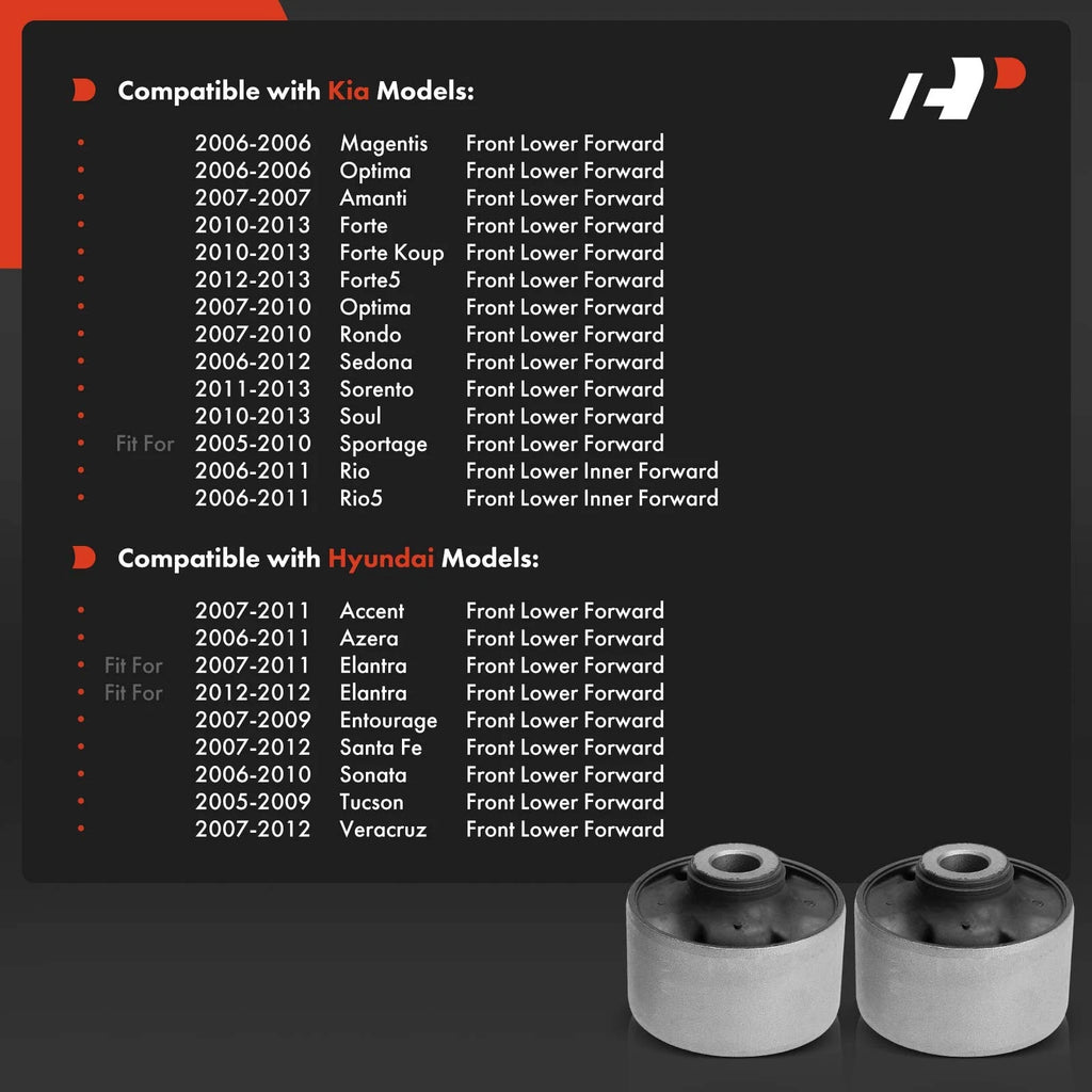 2X Front Lower Control Arm Bushings for Hyundai Elantra (2007-2012)