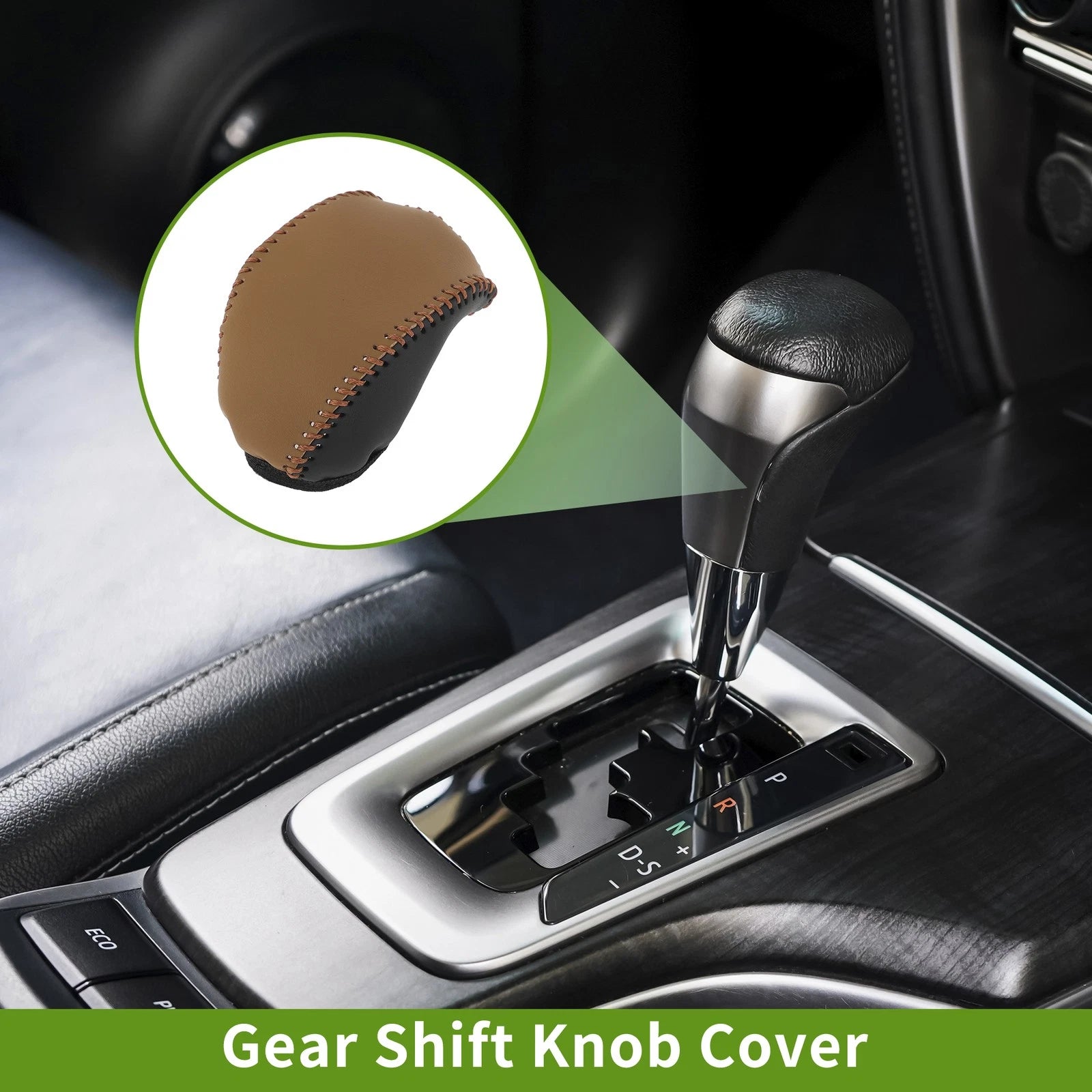 1 Pc Gear Shift Knob Cover for Toyota RAV4 (2019–2024) Black Faux Leather