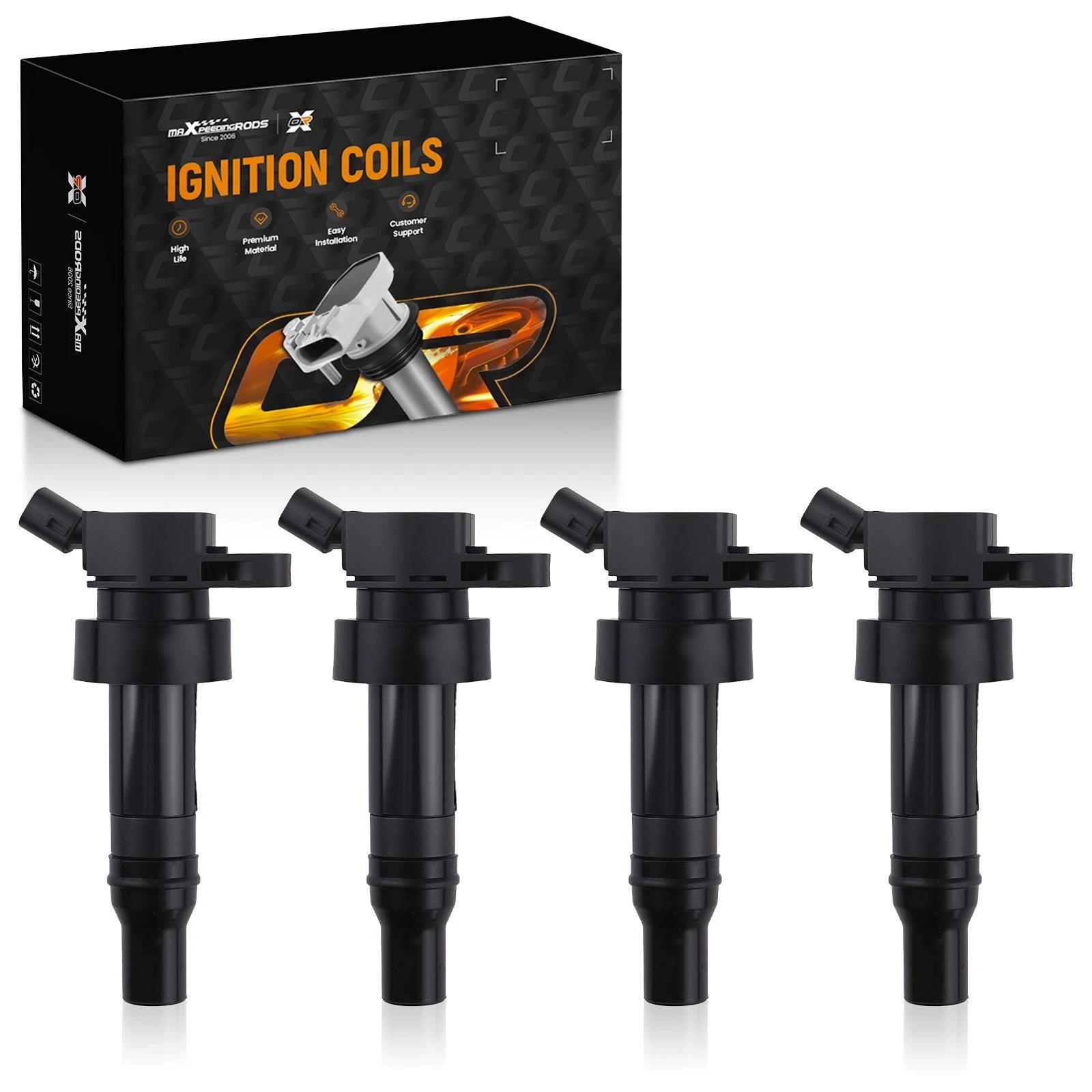 4x Ignition Coil Set for Hyundai Accent (2012–2020) C1803 12V Black
