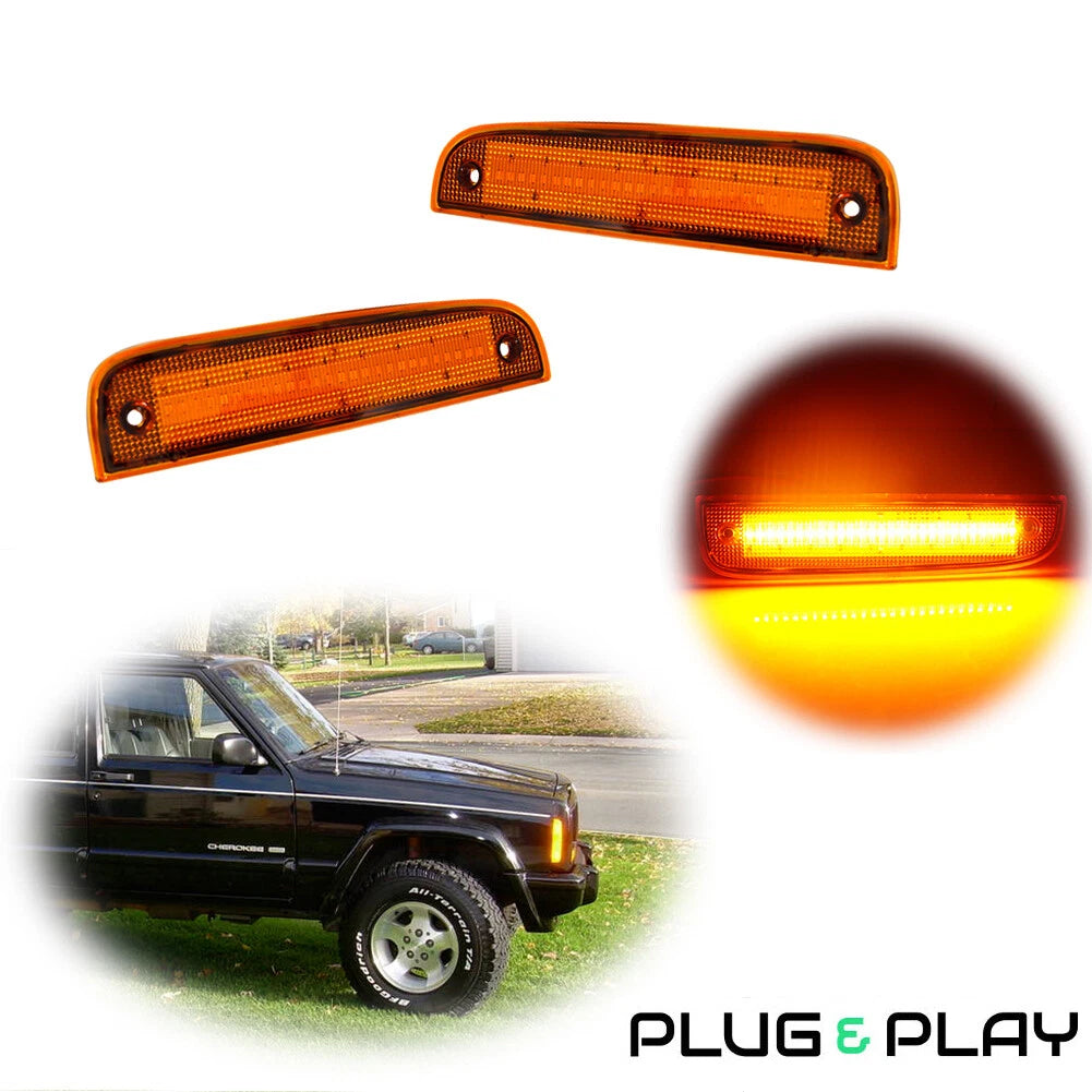 Amber Lens LED Front Side Marker Light Set for Jeep Cherokee (1997–2001)