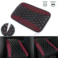 PU Leather Rhombus Seat Central Box Lid Cover Armrest Pad for Black & Wine Red (—)