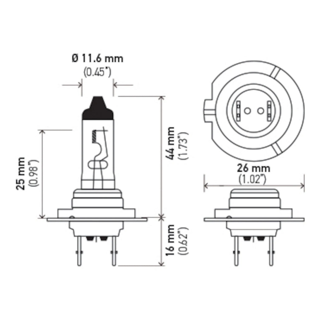 Set of 2 Hella Long Life Halogen Bulbs H7 (PX26d) 12V - 55W for High/Low Beam