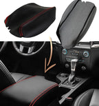PVC Leather Console Lid Armrest Cover for Ford Ranger (2019–2020) Red Stitch