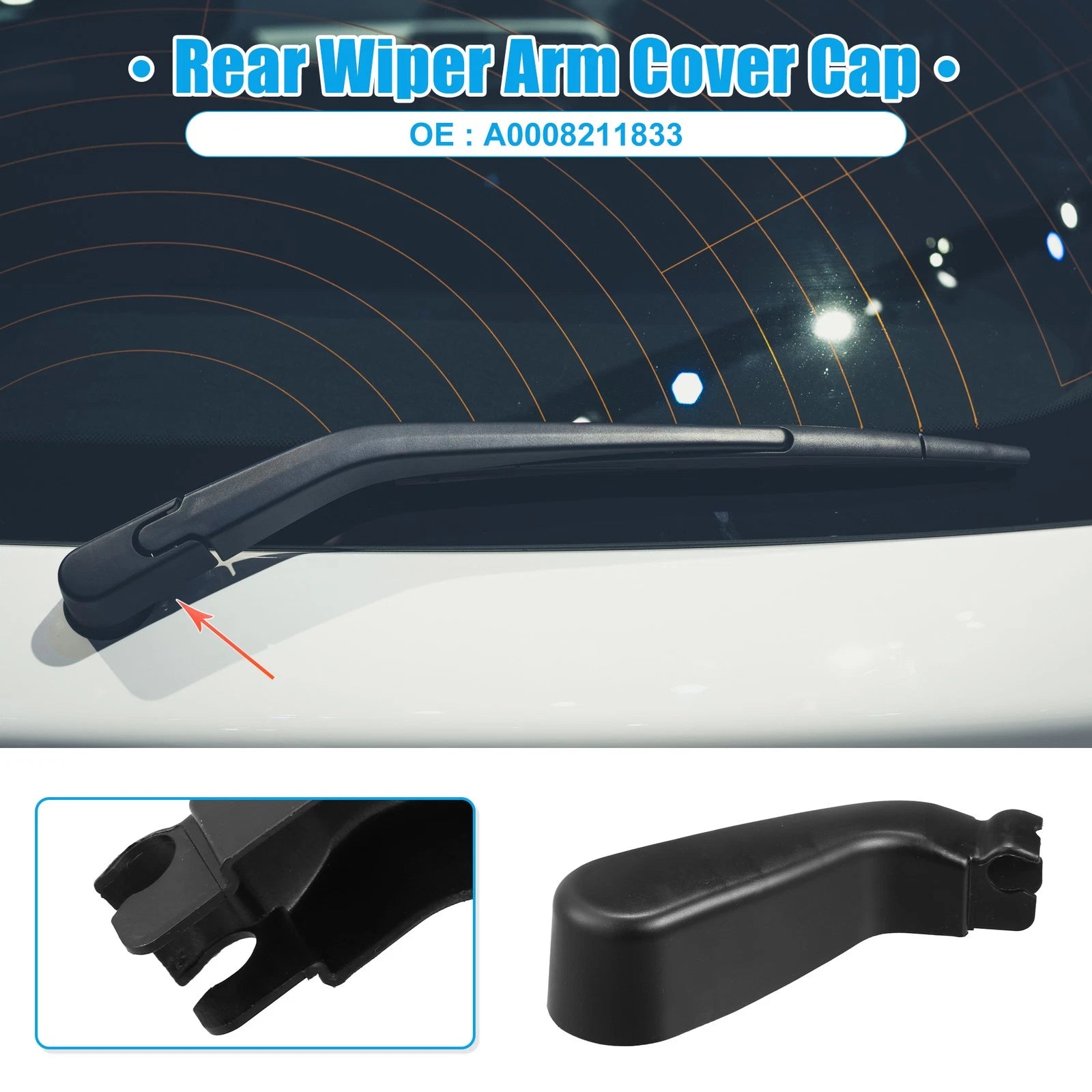 Rear Windshield Wiper Arm Nut Cover for Mercedes-Benz Viano Vito (2003–2012) Black