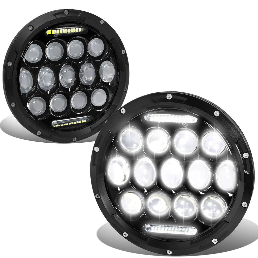 LED DRL Projector Headlights for Jeep Wrangler JK (2007–2018) - Black Housing