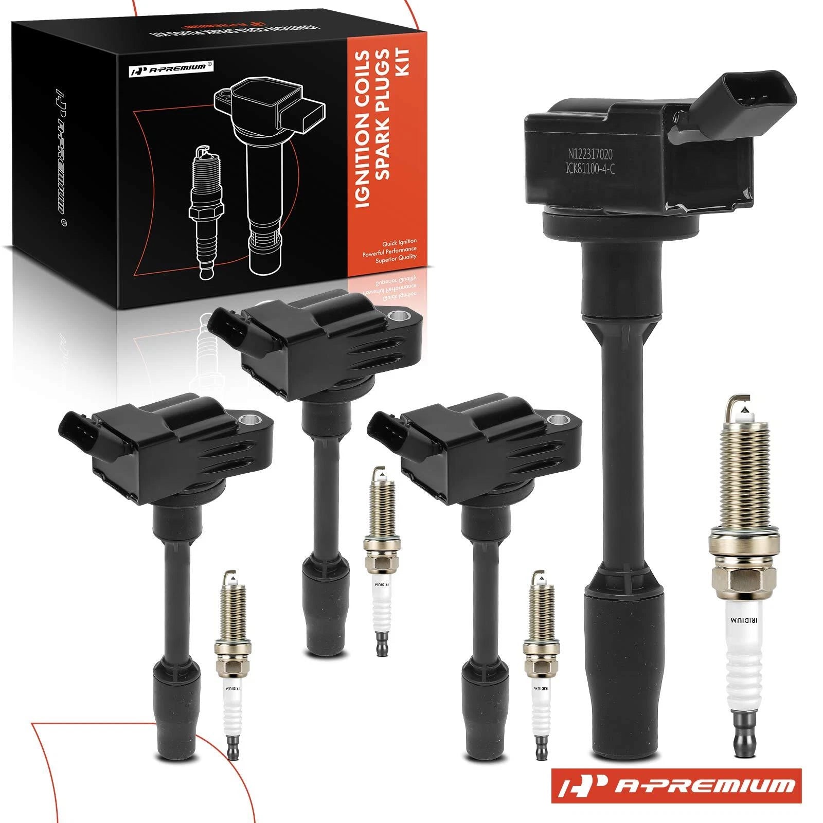 4x Ignition Coil and 4x Double Iridium Spark Plug for Toyota Prius (2016-2022)