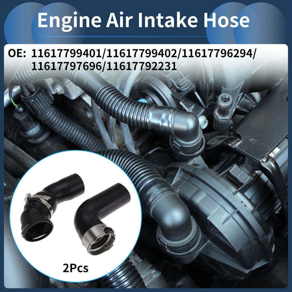 Set of 2 Engine Air Intake Hoses for BMW 5 Series E60 525d (2005–2010) 11617799401 Rubber