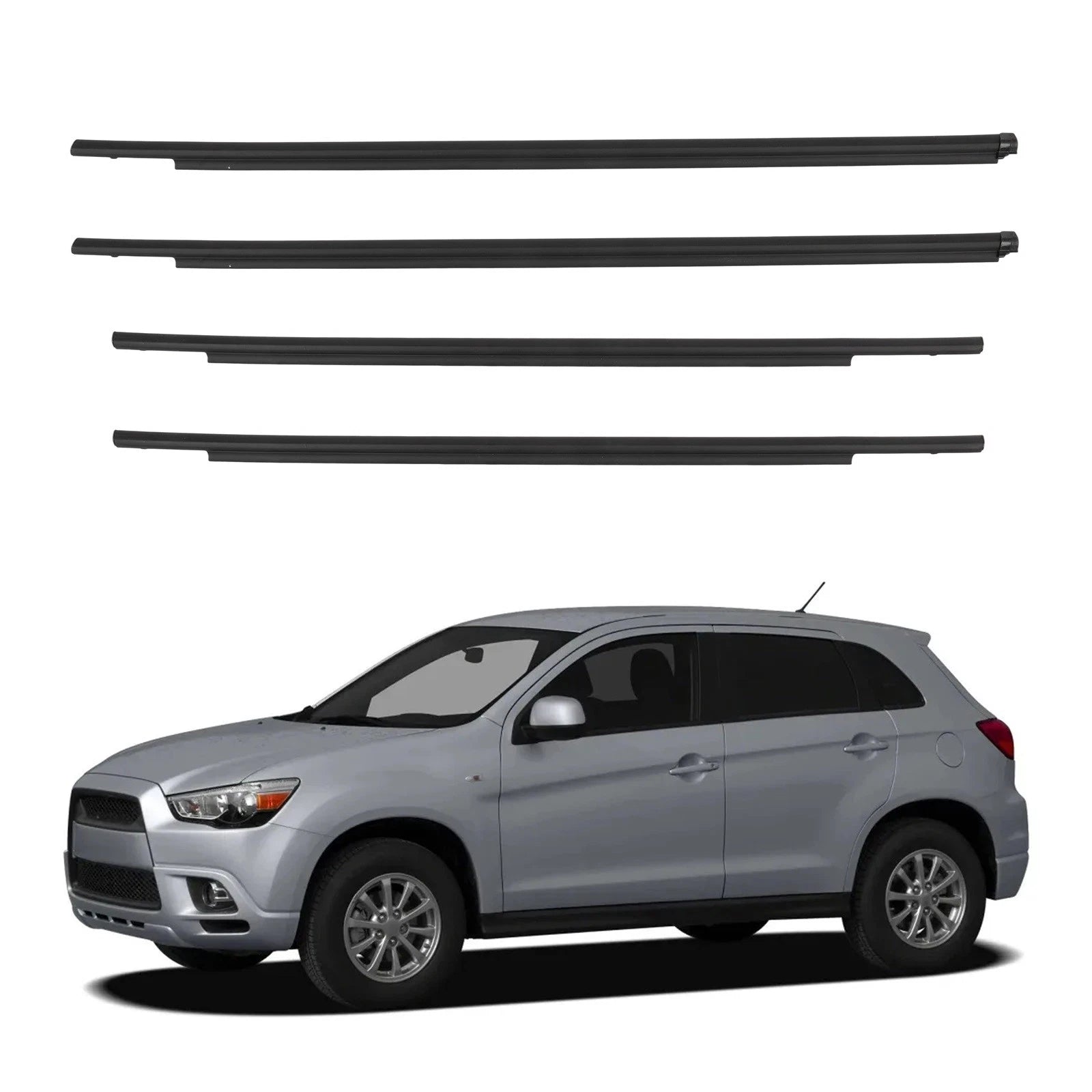 Set of 4 Door Window Weatherstrip Seal Belts for Mitsubishi Outlander Sport