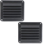 Black Square Nylon Louver Grille for Marine Air Vent Outlets (140mm x 123mm)
