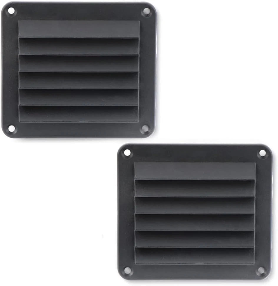 Black Square Nylon Louver Grille for Marine Air Vent Outlets (140mm x 123mm)