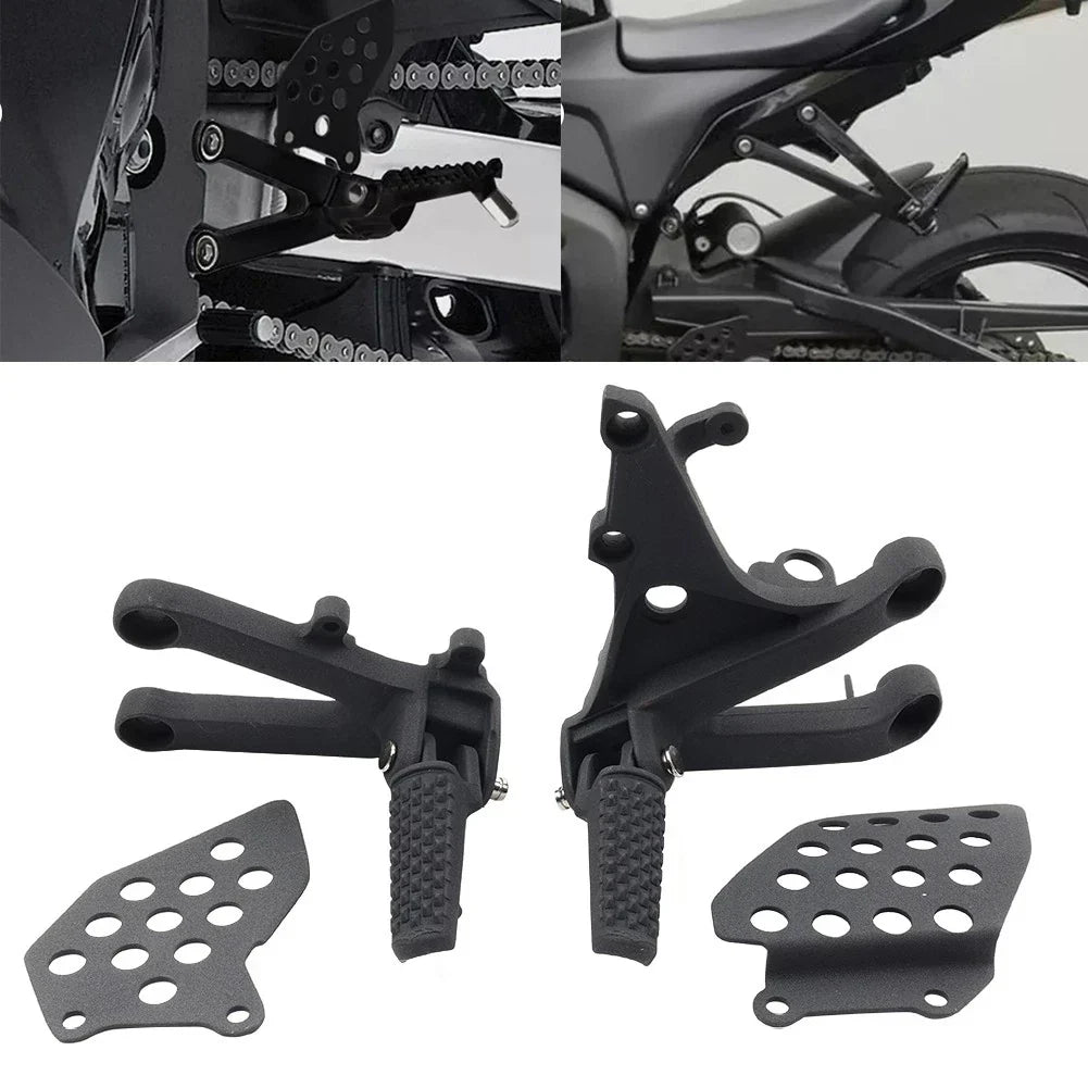 Black Front Driver Footrest Bracket Set for Honda CBR600RR (2007-2024)
