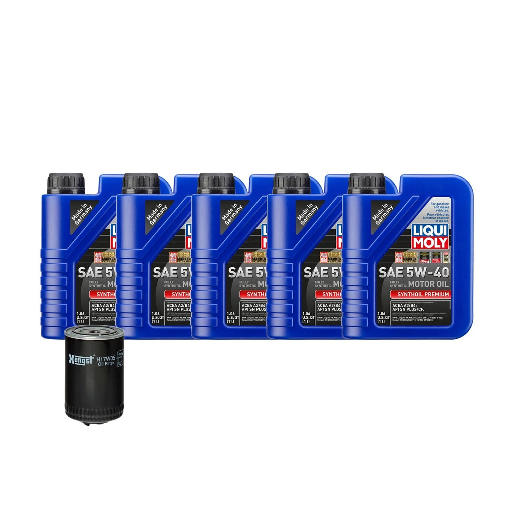 5L Liqui Moly Synthoil Premium SAE 5W-40 Oil Change Kit for Audi L4 1.8L