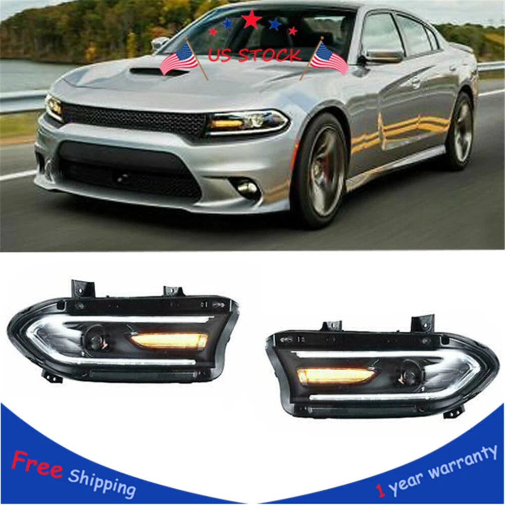 Set of 2 LED Dual Beam Projector Headlights for Dodge Charger (2015–2020)