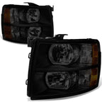 Pair of Tinted Housing Amber Corner Headlights for Chevy Silverado (2007–2014)