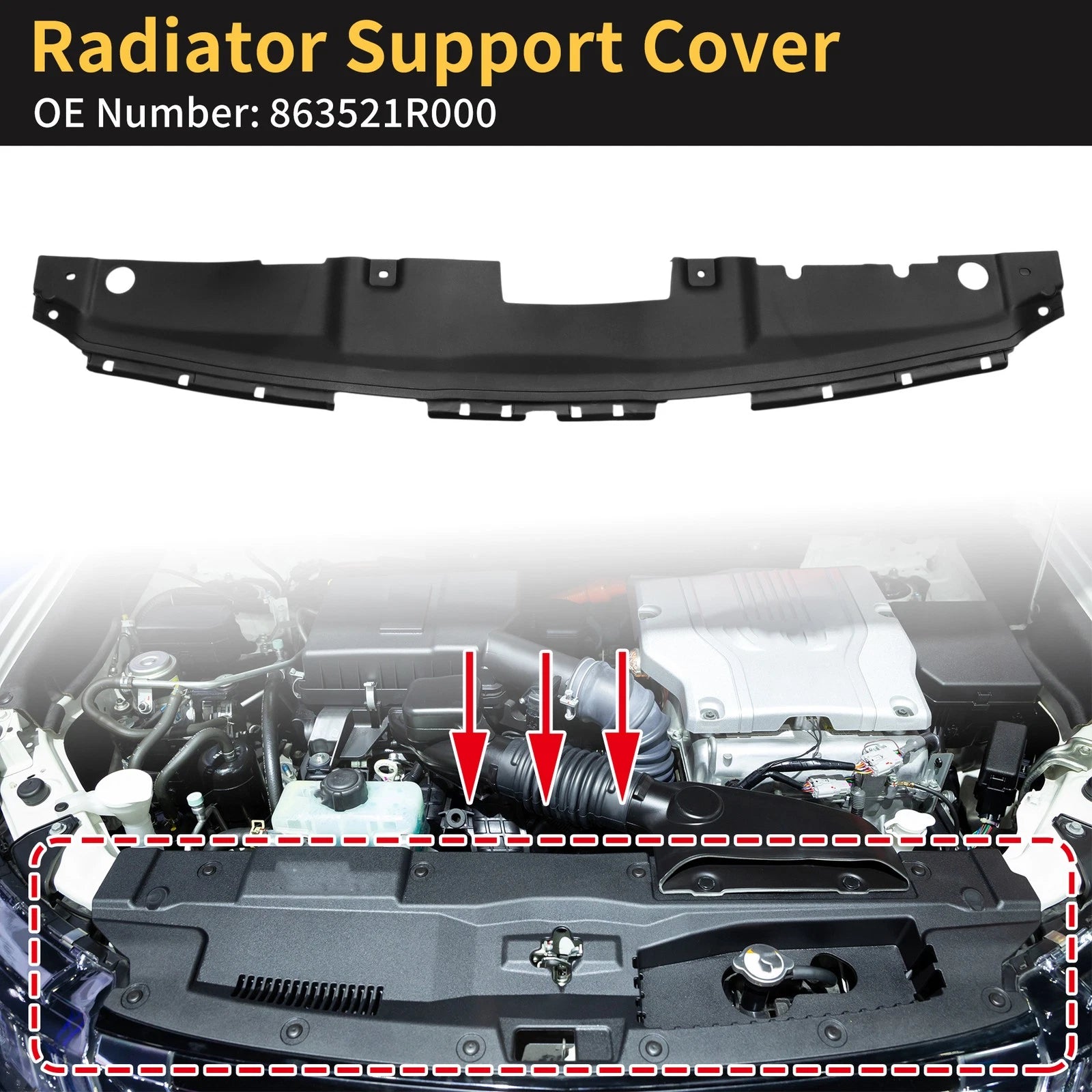 Radiator Support Cover for Hyundai Accent (2012–2017) No. 863521R000/HY1224102 ABS