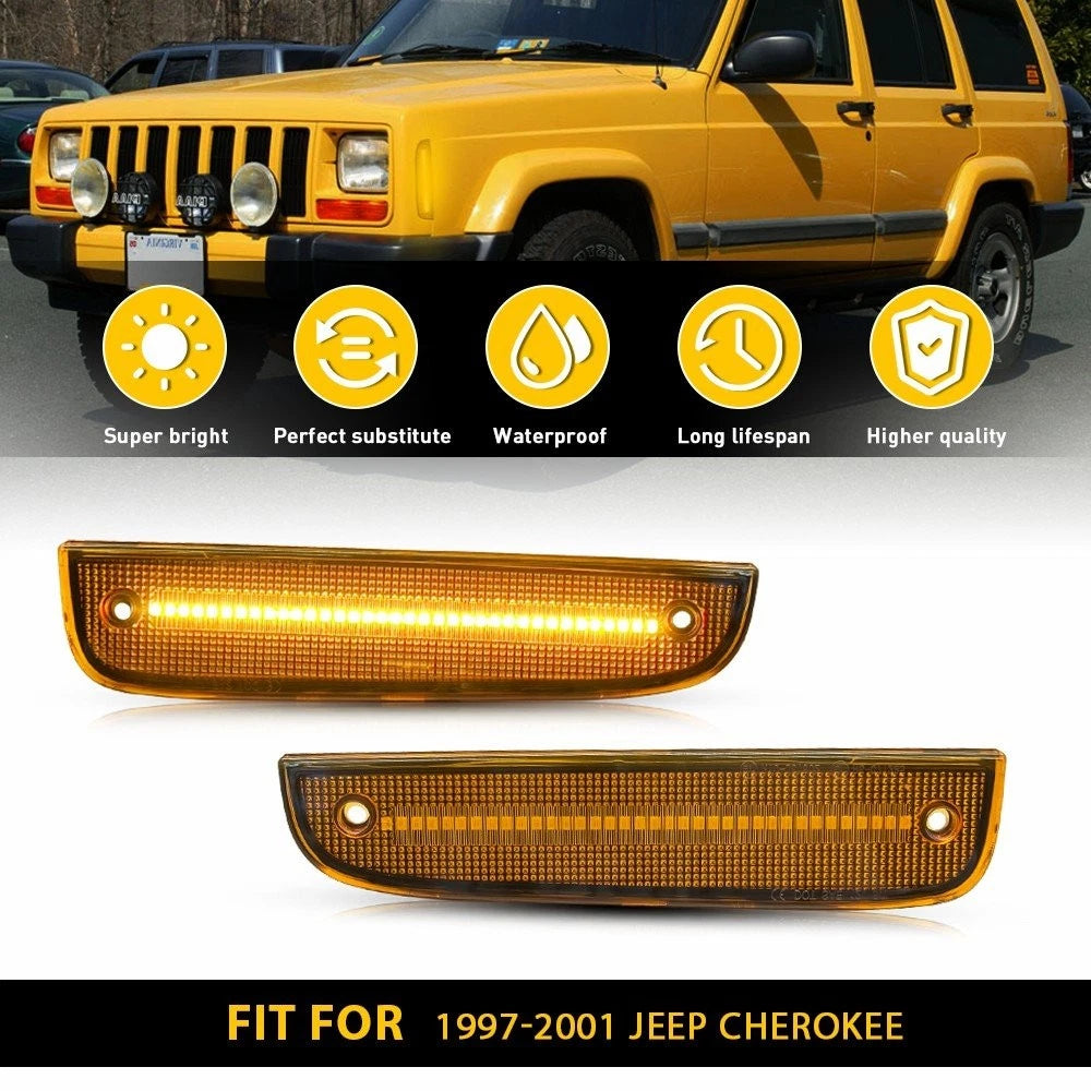 Side Marker Signal Light Pair Set Amber for Jeep Cherokee (1997–2001)