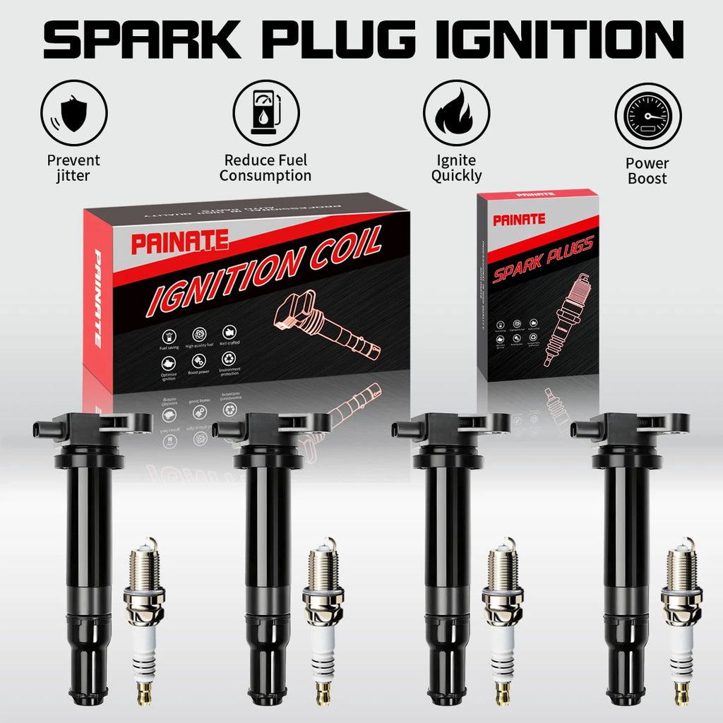 4X Ignition Coil & Platinum Spark Plug for Hyundai Accent Kia Rio (2006–2011) UF499