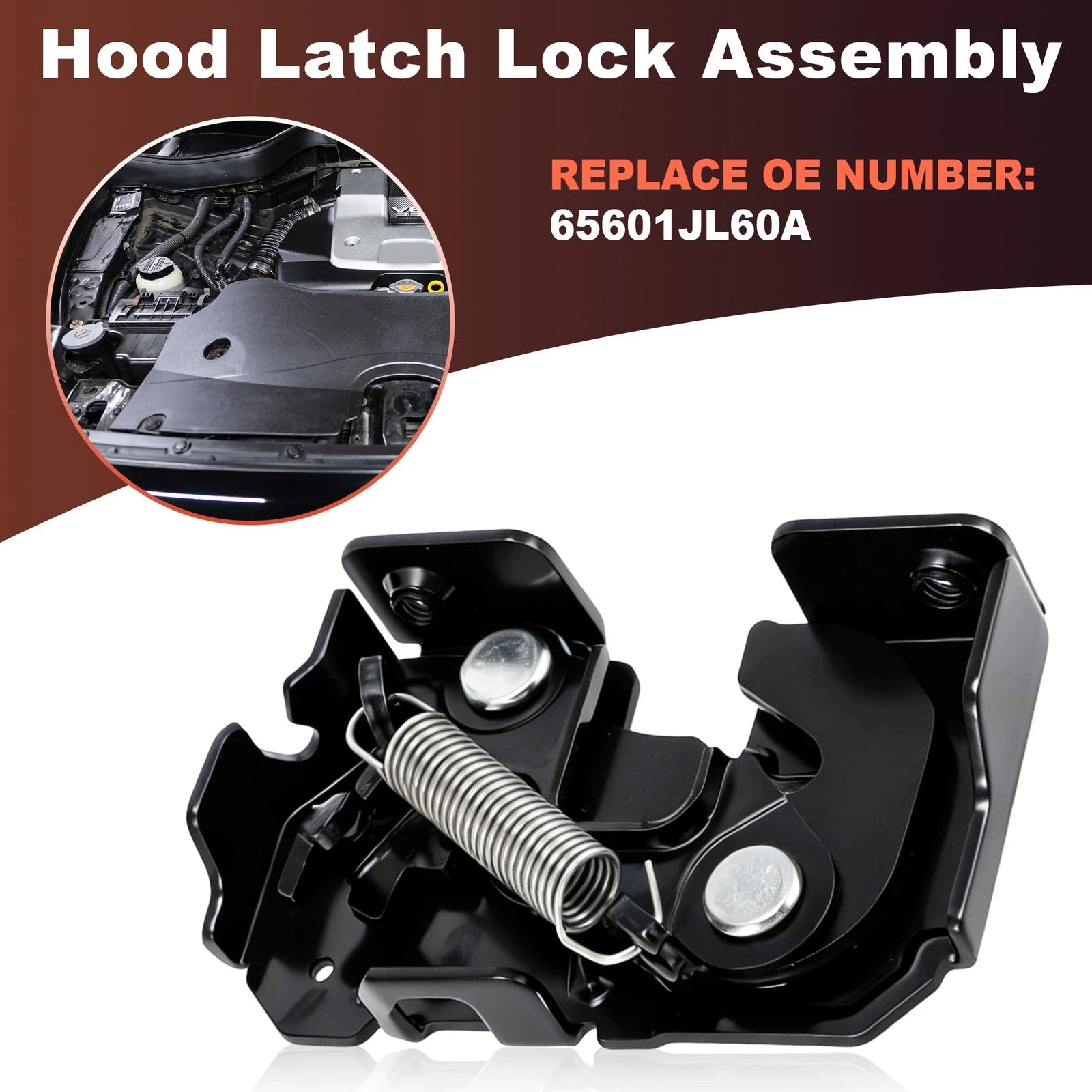 Left Side Hood Latch Lock Assembly 65601JL60A for Nissan 370Z GT-R (2009–2020)