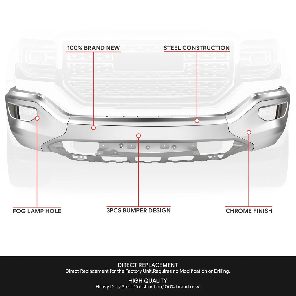 Front Bumper Face Bar for Ram 1500 (2019–2024) Primered Black w/o Sensor Holes