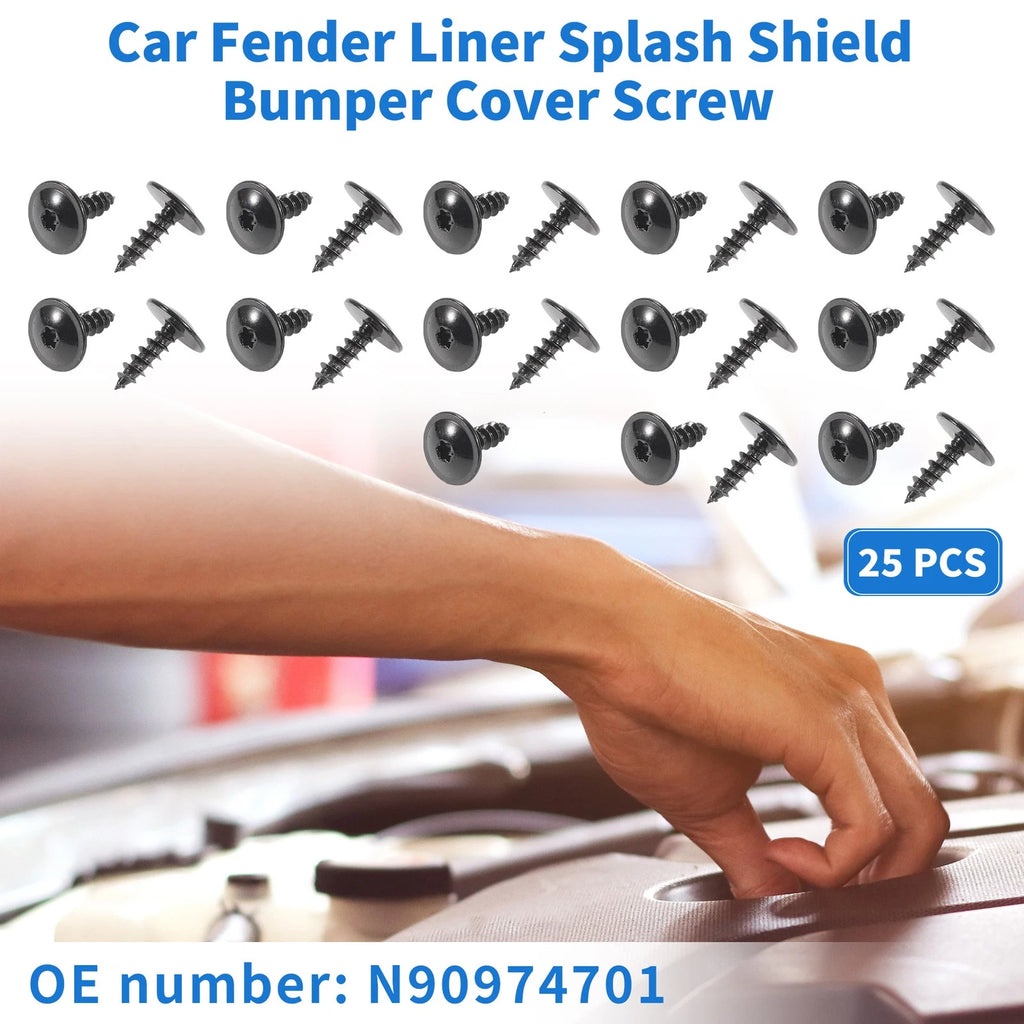25 Pcs Fender Liner Splash Shield Bumper Cover Screw for Audi RS6 (2021–2022)