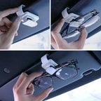 Sun Visor Clip Holder for Car - Fits Glasses, Sunglasses, Cards - White/Red