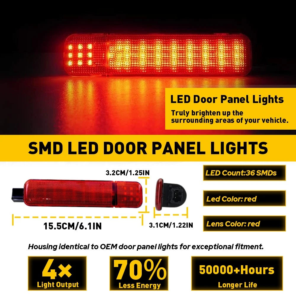 2X LED Door Panel Lights Red for Chevrolet Silverado Classic 1500 2500 3500 (2007)