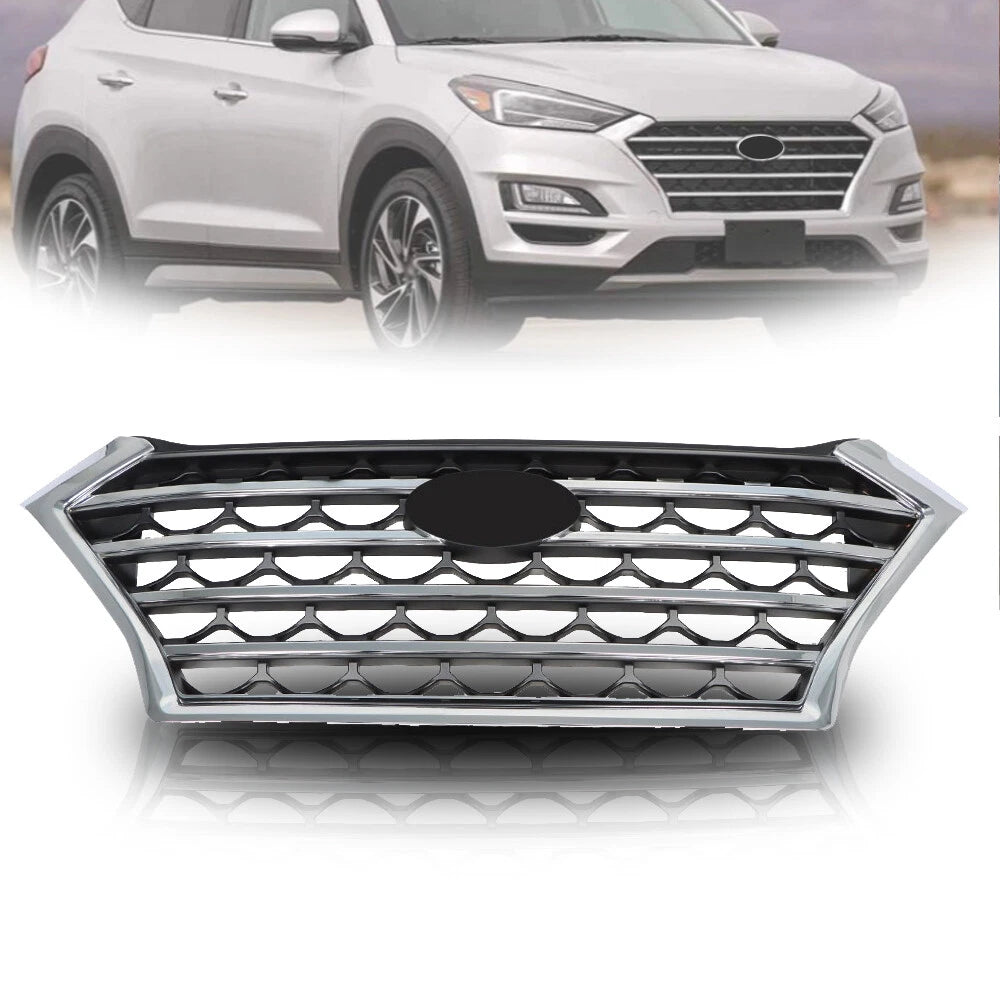Front Grille Bumper Upper for Hyundai Tucson (2019–2021) Chrome Mesh