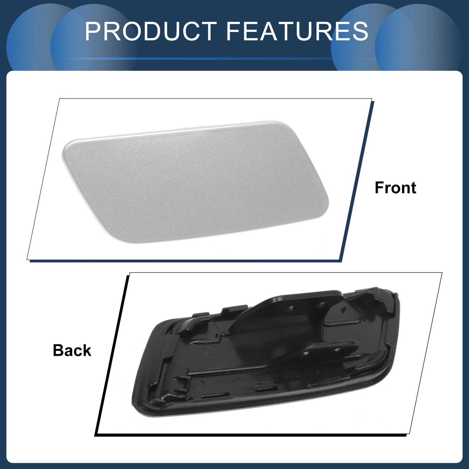 Front Left Washer Nozzle Cover Cap for Volkswagen Passat CC (2008–2012) Silver Tone