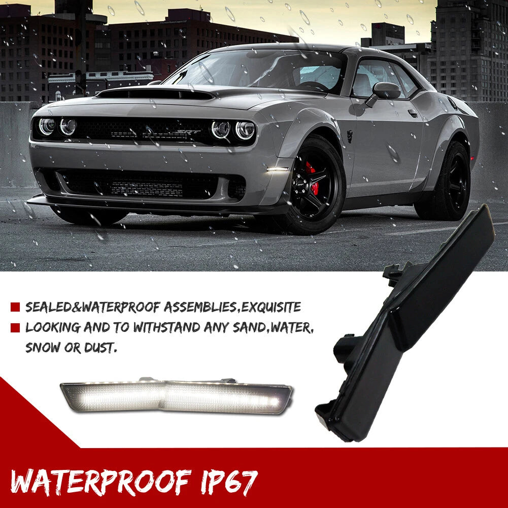 Smoke White LED Front Side Marker Lights for Dodge Challenger (2018–2022)