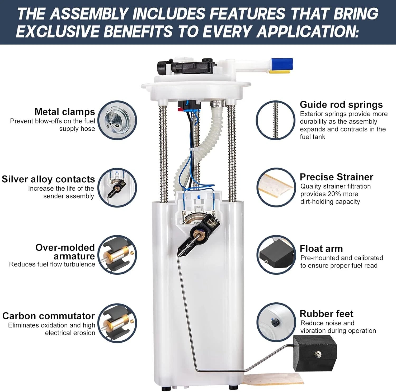 Fuel Pump Assembly for Buick LeSabre for 2000-2005 and Cadillac DeVille 4.6L E3518M (2000-2005)