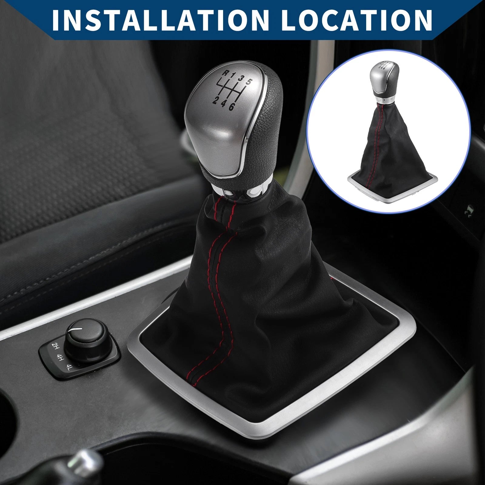 6 Speed Gear Shift Knob with Dust Cover for Ford Focus (2012–2018)