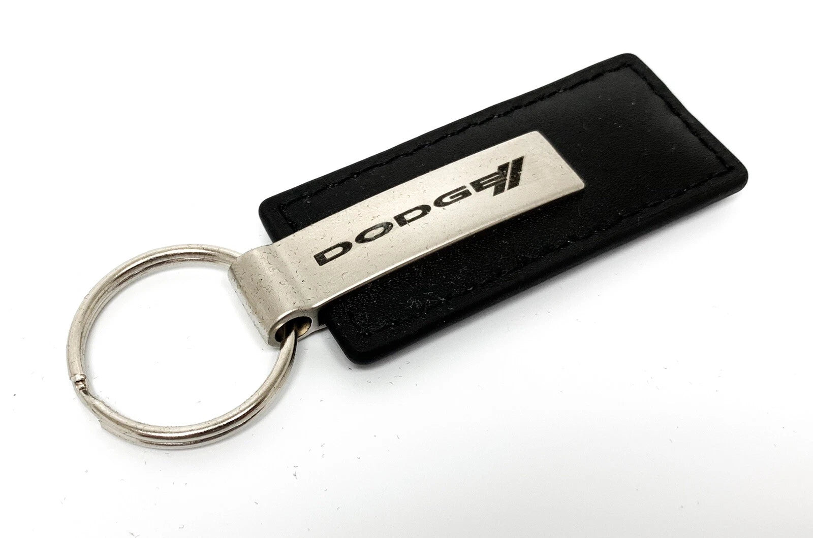 Leather Key Chain Black Rectangle Licensed for Dodge Vehicles (2005–2025)