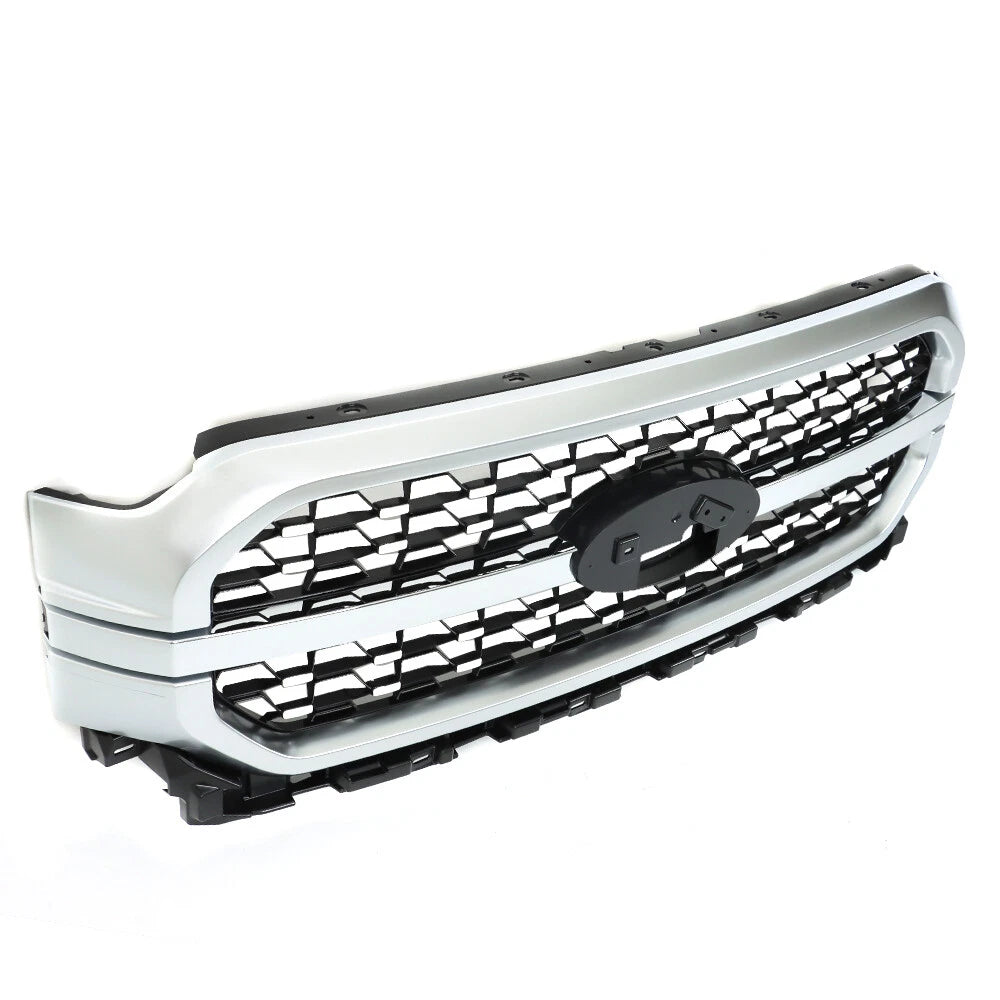 Front Upper Bumper Grille Assembly for Ford F-150 (2021–2023) Chrome Silver
