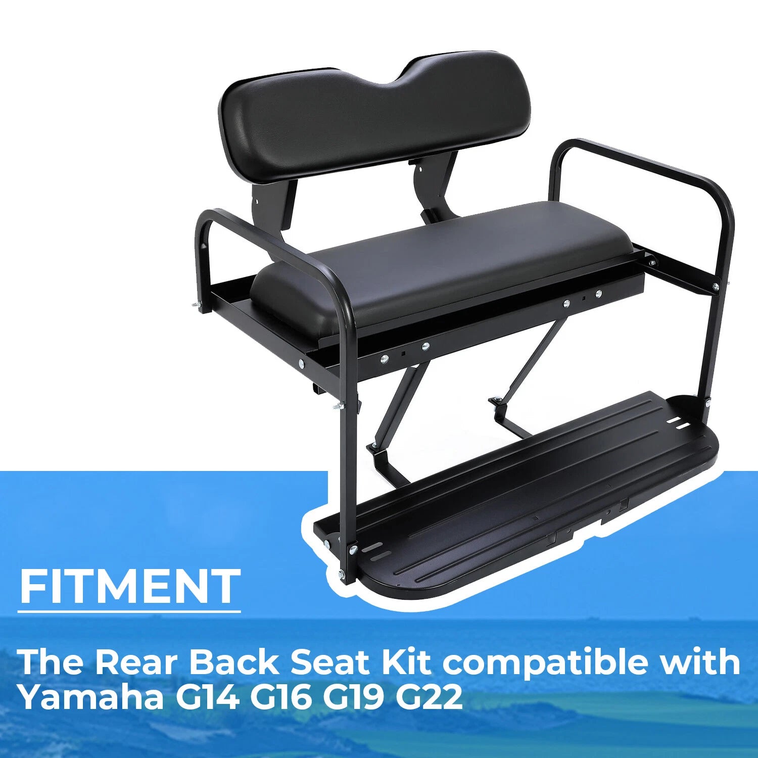 Rear Back Seat Kit for Yamaha G14 G16 G19 G22 Golf Cart (Flip Folding, Black)