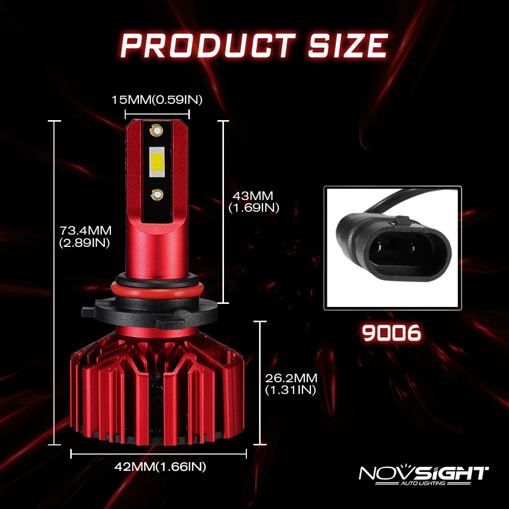 NOVSIGHT 9005 H11 LED Headlight Bulbs Conversion Kit (High Low Beam, 6500K)