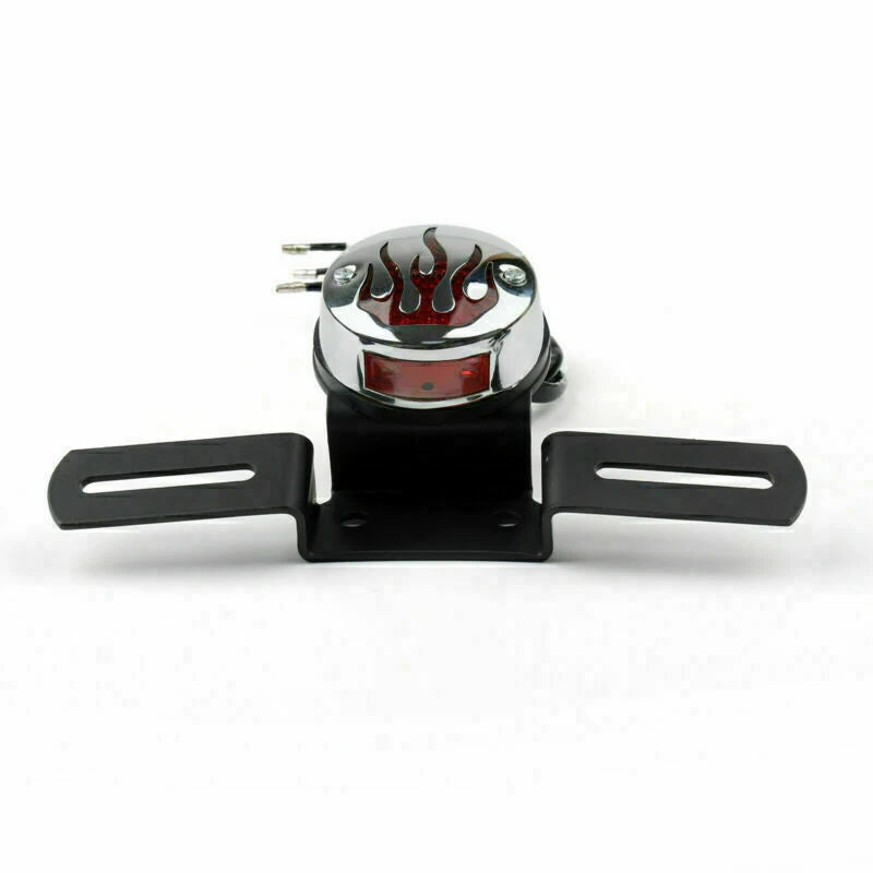 Flame Fire Rear Tail Light for Chopper Cafe Racer Bobber (Chrome, T9)