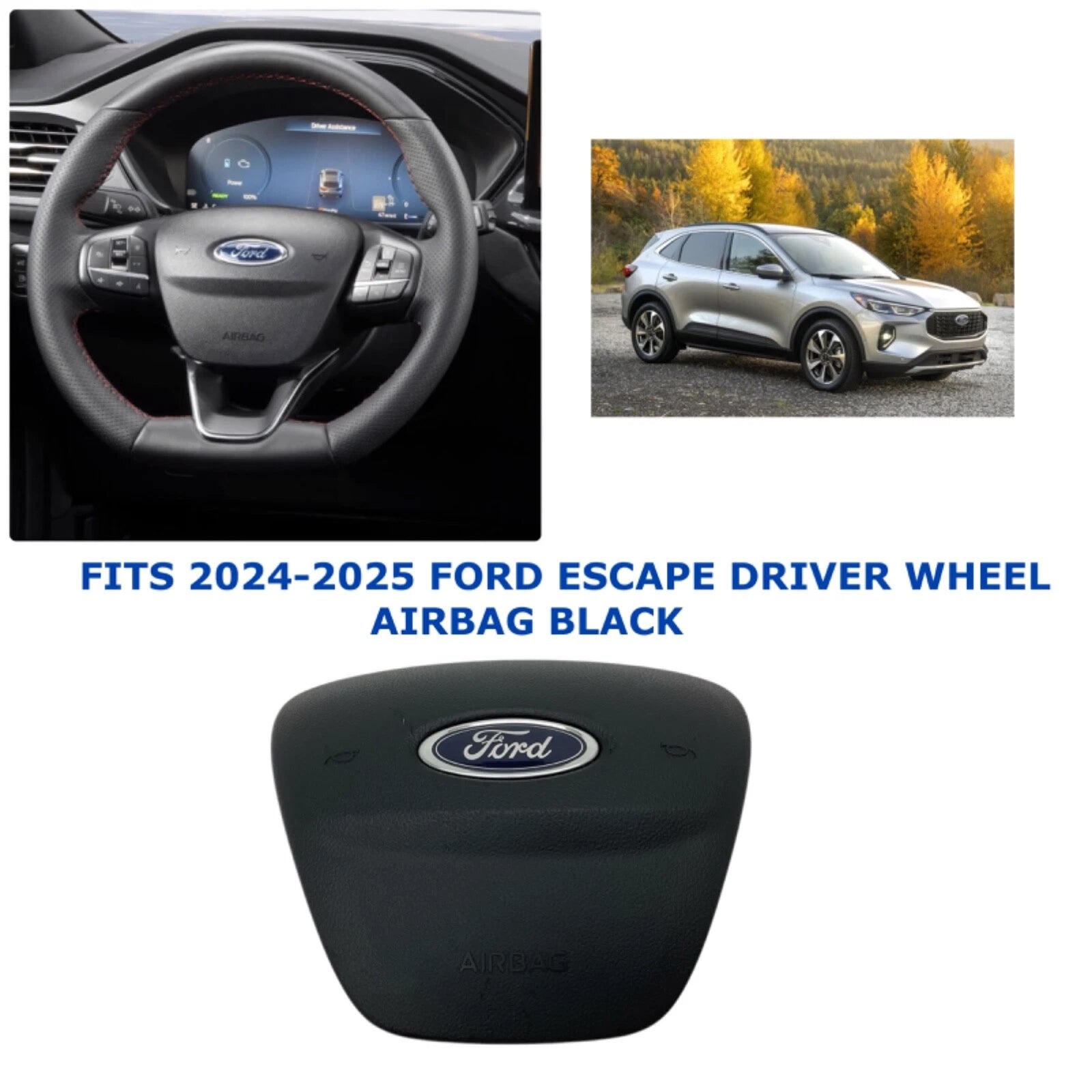 Driver Wheel Airbag for Ford Escape (2024–2026) BLACK LJ6Z-78043B13-BB