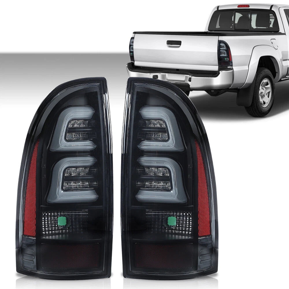 LED Tube Tail Lights for Toyota Tacoma (2005–2015) Black Smoked
