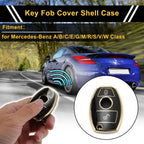 TPU Silicone Car Key Case for Mercedes-Benz (2 Buttons) - Black/Gold Edge