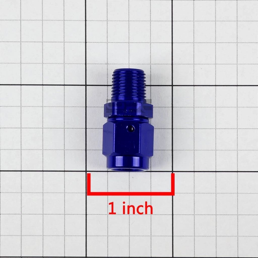 3-AN Female Flare to 1/8" NPT Male Blue Aluminum B-Nut Swivel Coupler Fitting