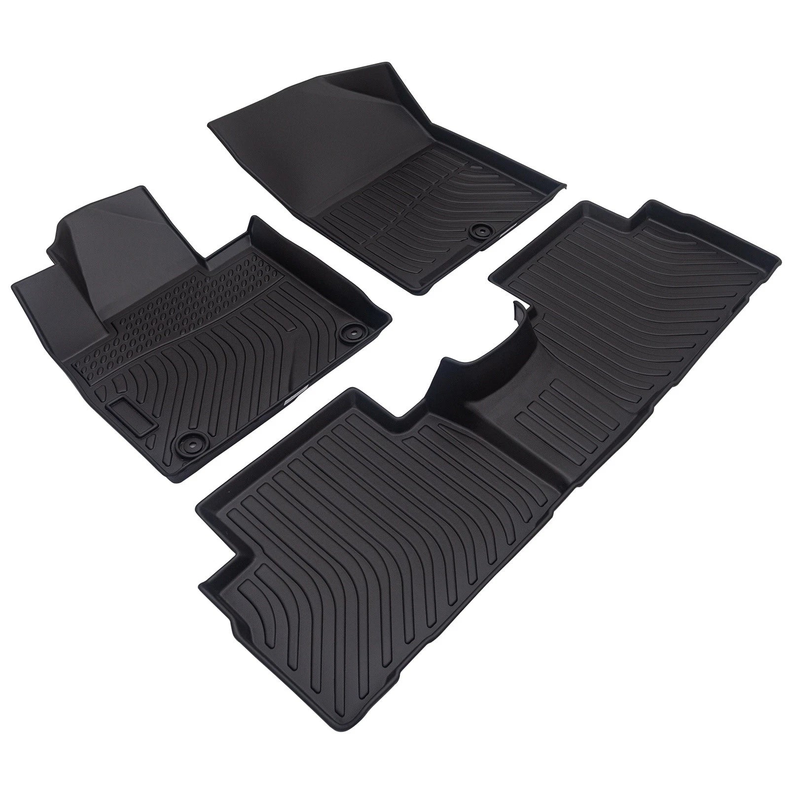Set of 2 3D Floor Mats for Hyundai Santa Fe (2019–2020) TPE Rubber All Weather
