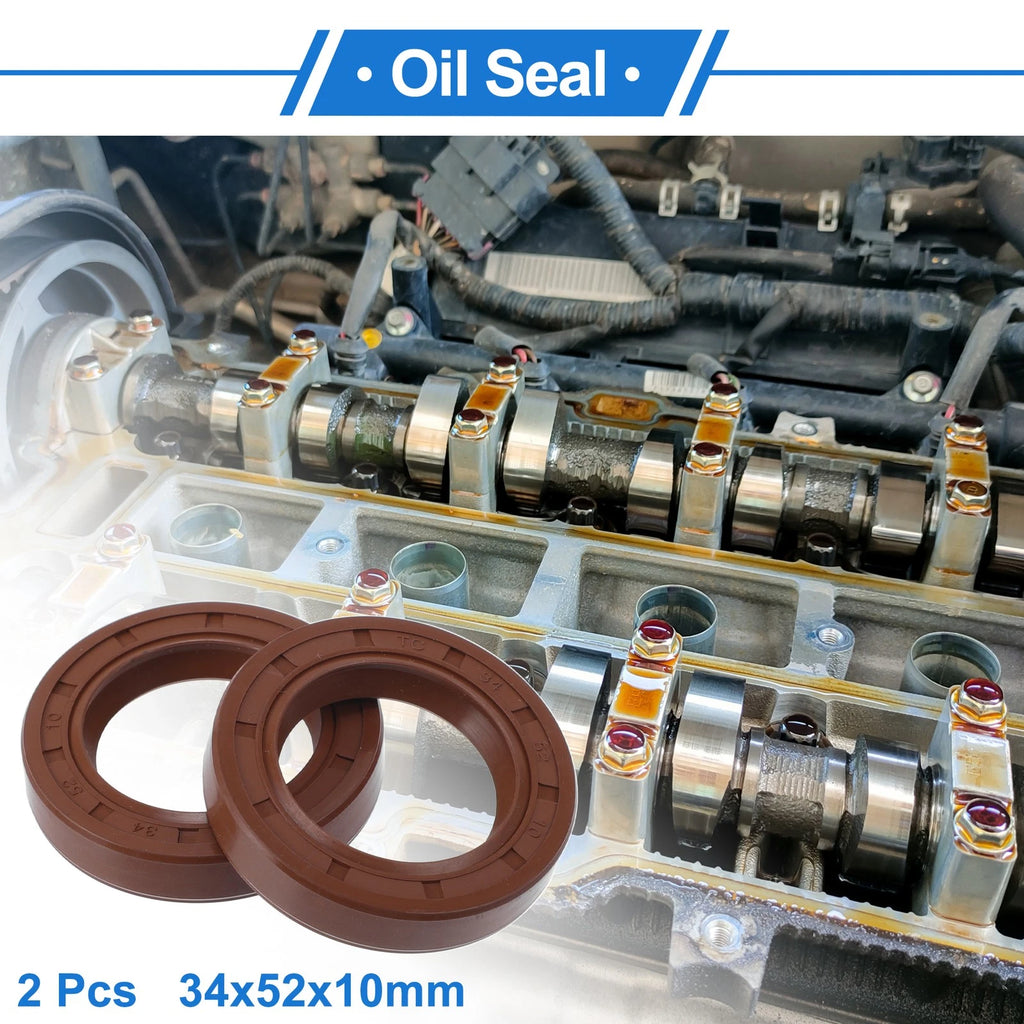 2X Oil Seal Rotary Shaft Seal FKM Rubber 34x52x10mm for Various Models