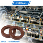 2X Oil Seal Rotary Shaft Seal FKM Rubber 34x52x10mm for Various Models