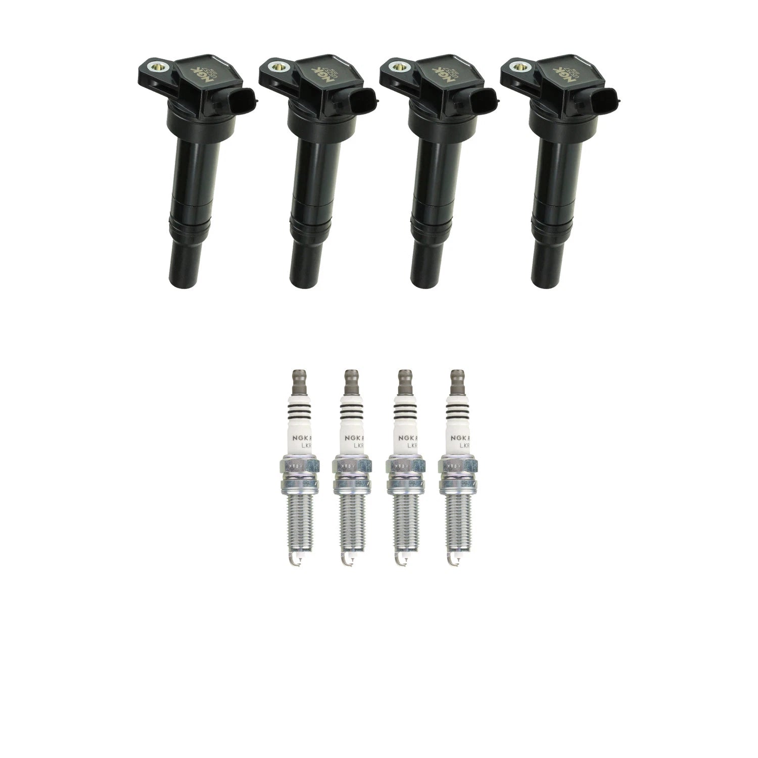 Set of 4 NGK Ignition Coils & Ruthenium Spark Plugs for Elantra Rondo Soul Tucson